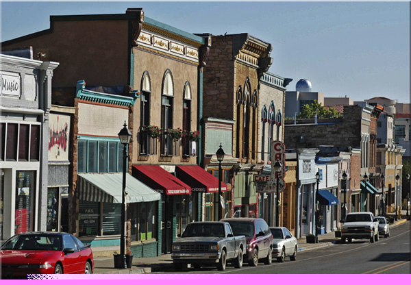 Colorful streetscape in the other Las Vegas in New Mexico
